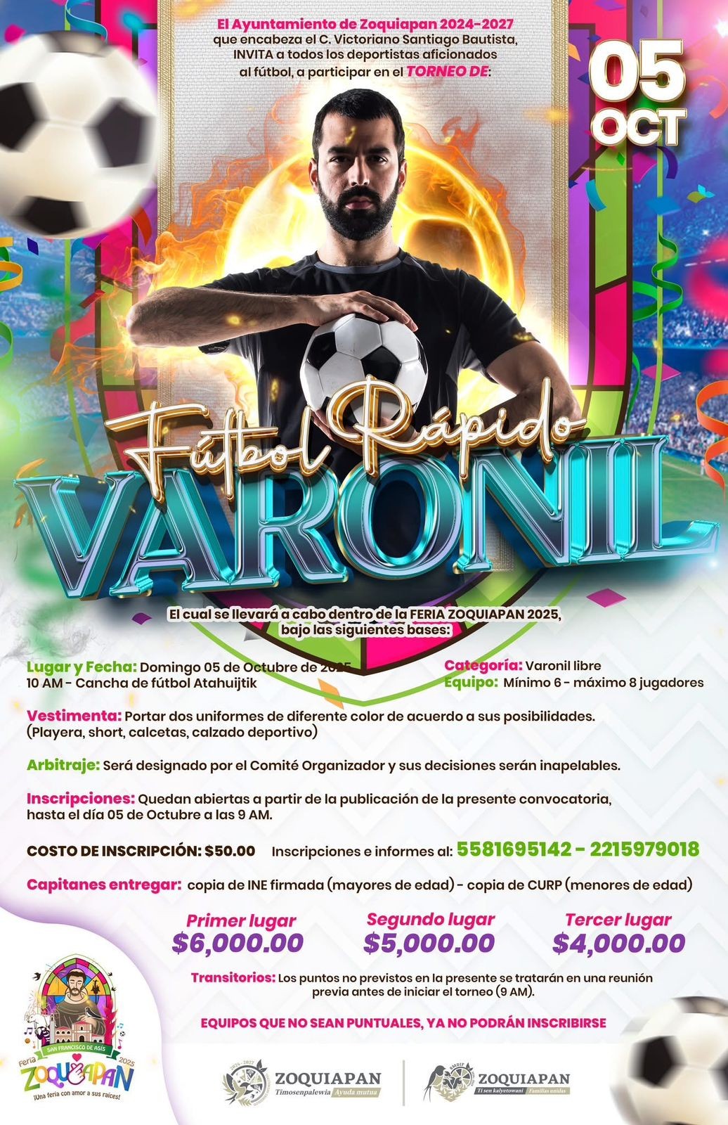 Este 5 de octubre, la cancha Atahuijtik 🏟 se llena de alegría con el Torneo de Fútbol Rápido.
